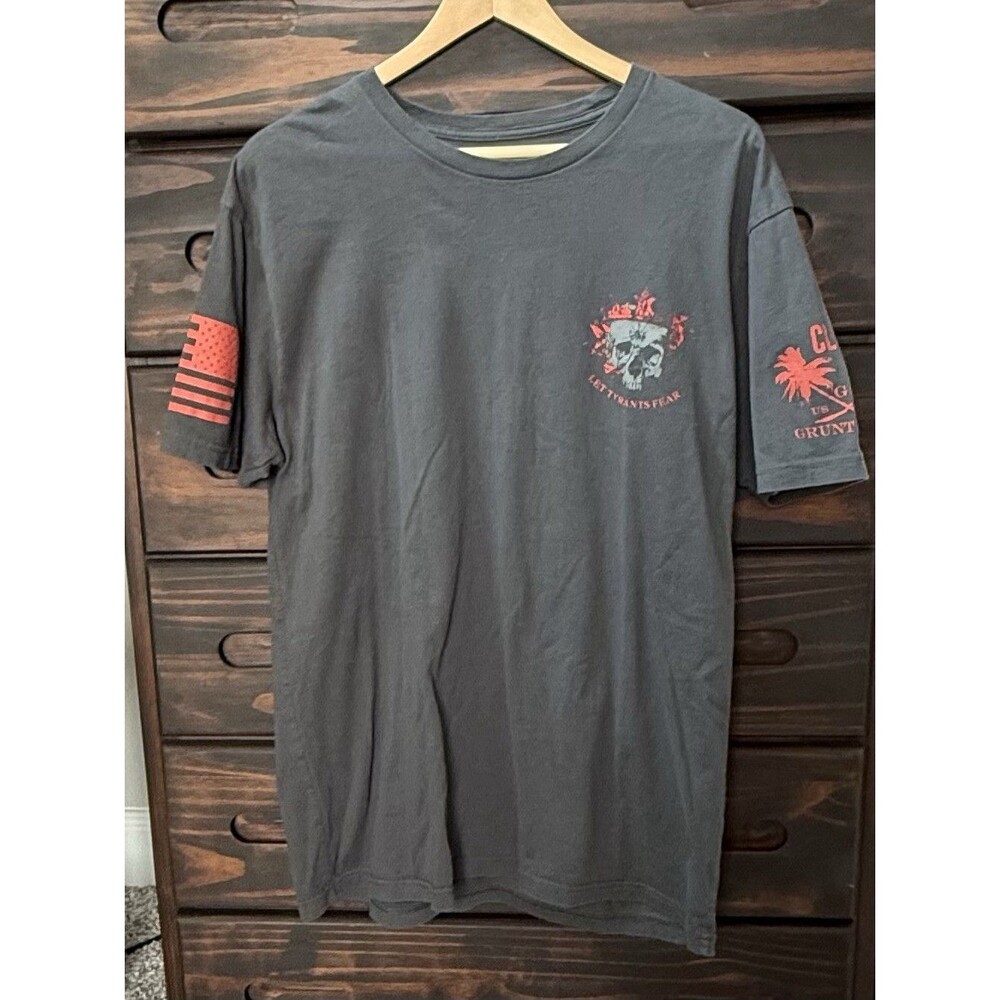 Grunt Style Let Tyrants Fear USA Short Sleeve T-shirt Crew Men's Size XL Gray